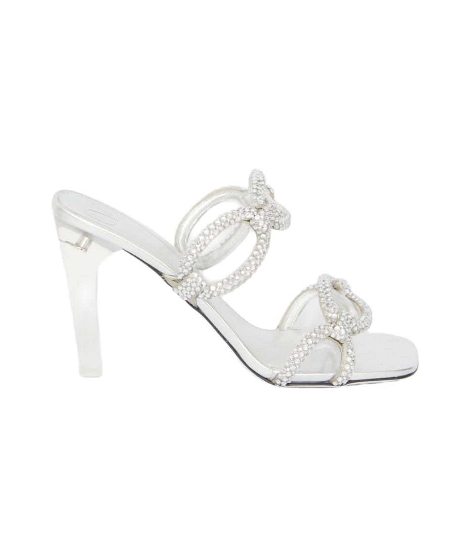 Valentino Garavani Roman Stud Leather Flatform Sandals In Ivory | ModeSens