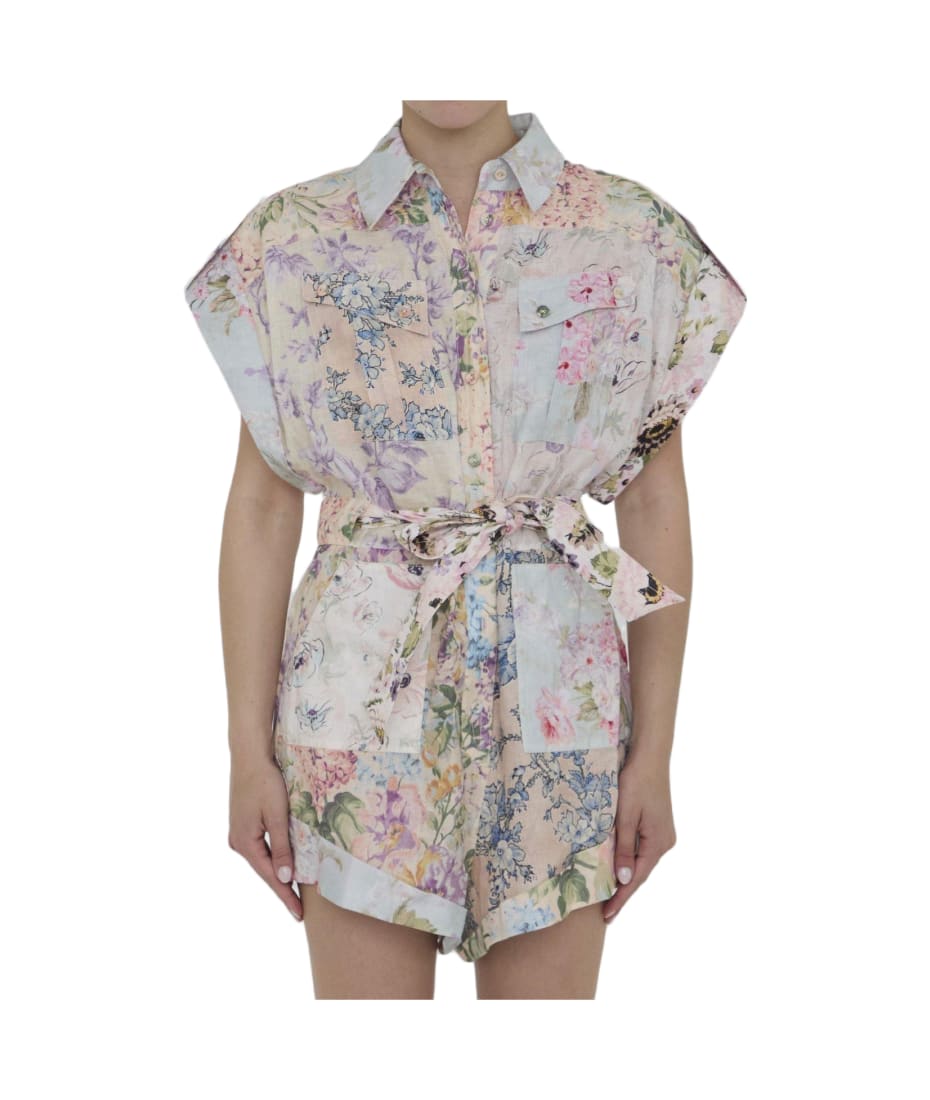 knee length dresses for ladies Zimmermann Patience Plunge Embroidered Linen Mini Dress