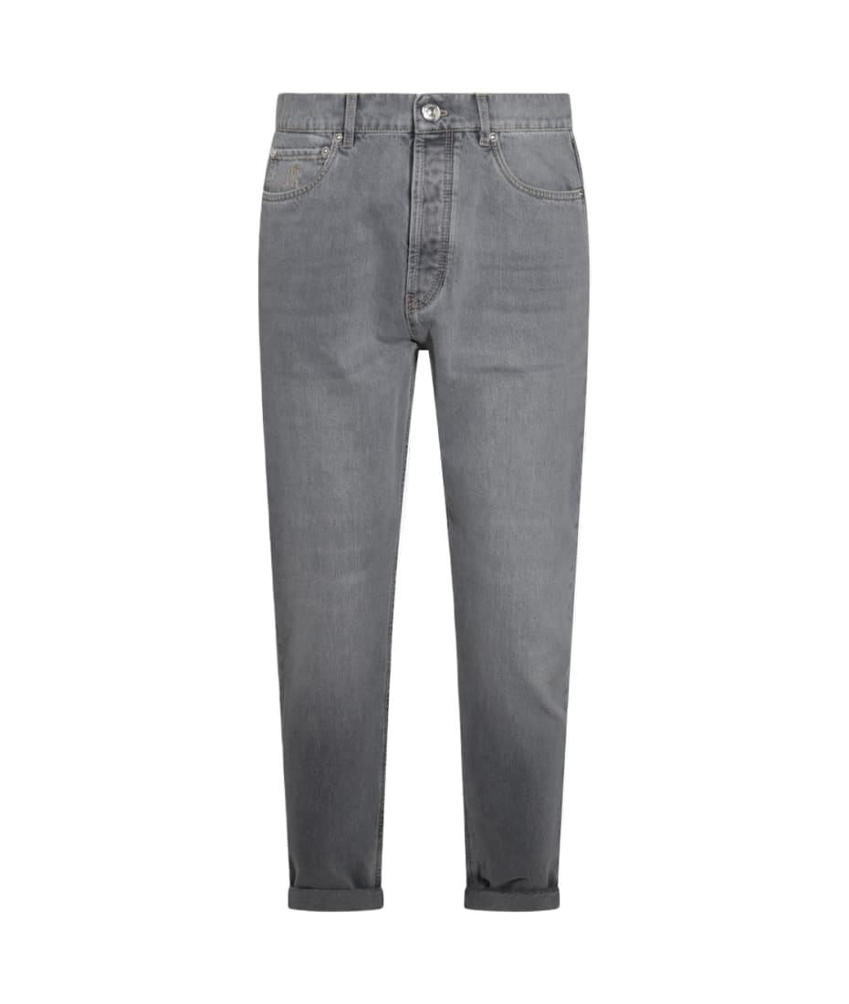 デニム・ジーパン Brunello Cucinelli Garment Dyed Grey Cotton Jeans Brunello Cucinelli Grey Cotton Denim Jeans | italist, ALWAYS