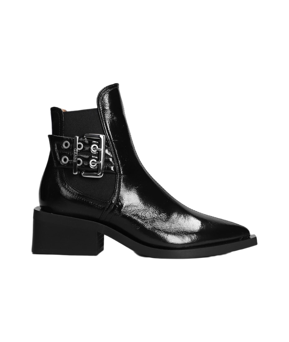 Ganni Low Heels Ankle Boots In Black Leather | italist, ALWAYS