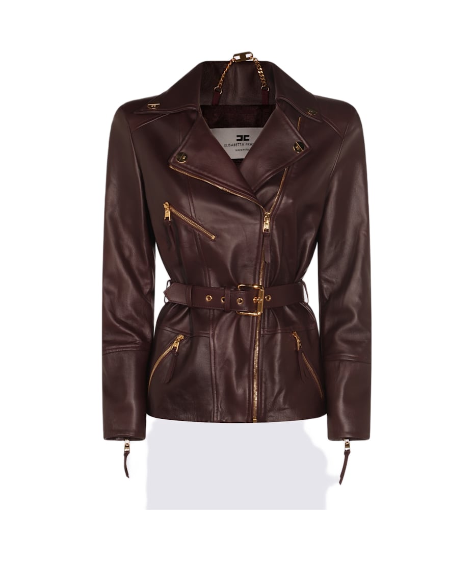 【完売必至♡】ELISABETTAFRANCHI レザー ジャケット Elisabetta Franchi Brown Leather Jacket | italist