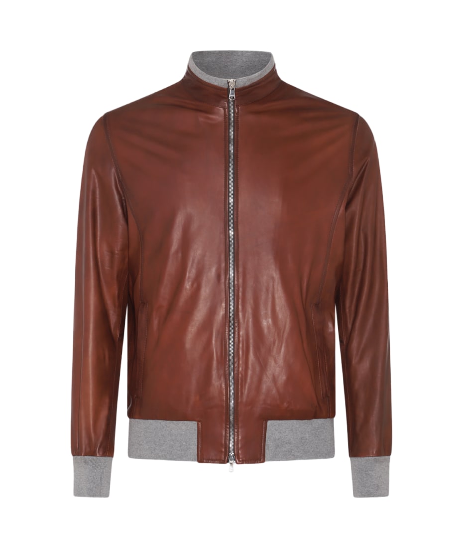 Barba Napoli Brown Leather Jacket Men