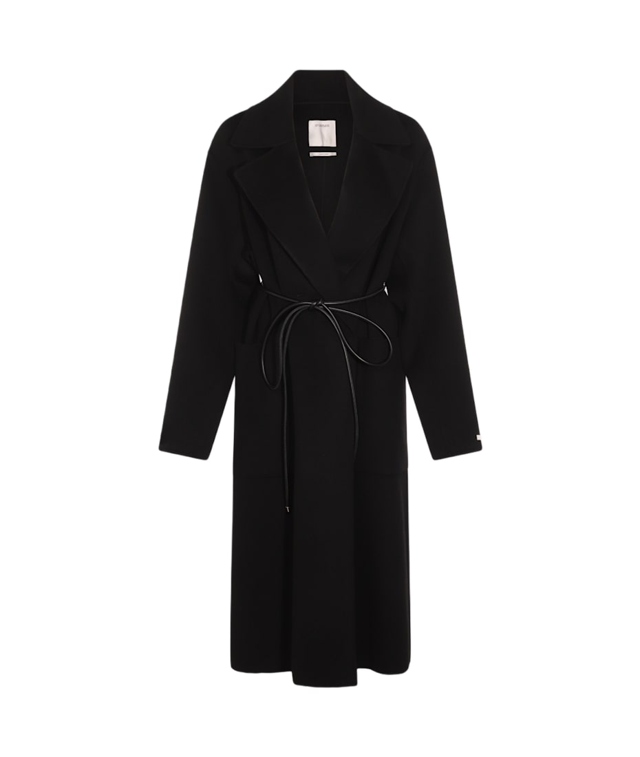 コート SPORTMAX BLACK WOOL ABATE COAT SportMax Black Wool Abate Coat | italist