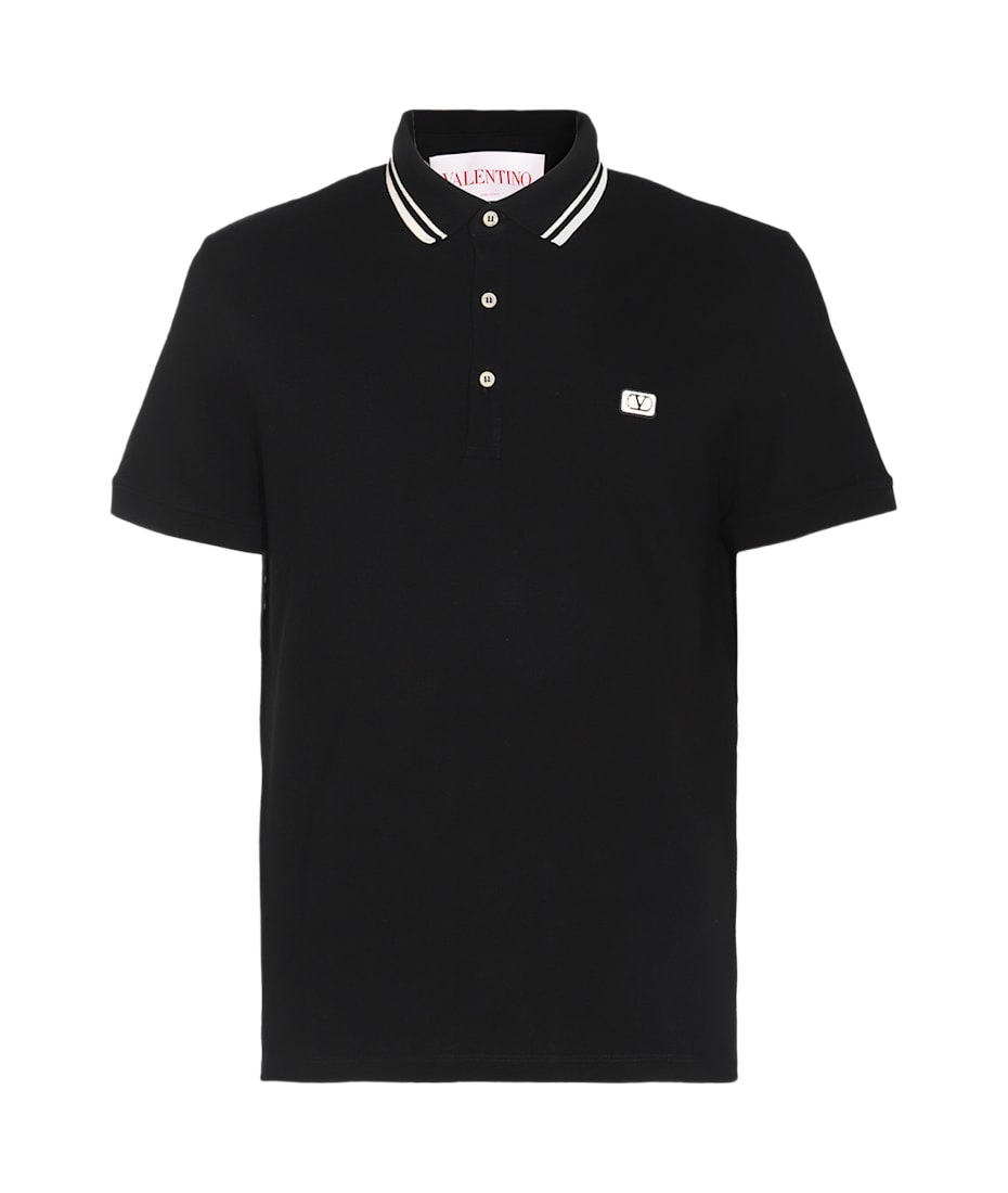 Valentino Black Cotton Polo Shirt italist