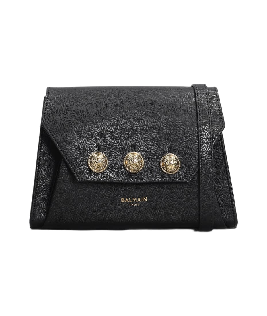 【関税＆送料込み】Balmain Embleme Shoulder Bag Balmain Embleme Shoulder Bag in Grained Leather - Bergdorf