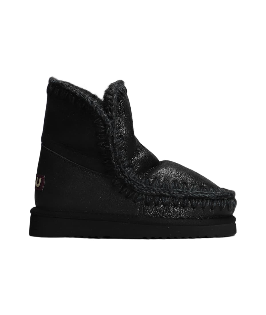 Mou Eskimo 18 Low Heels Ankle Boots In Black Leather italist ALWAYS LIKE A SALE