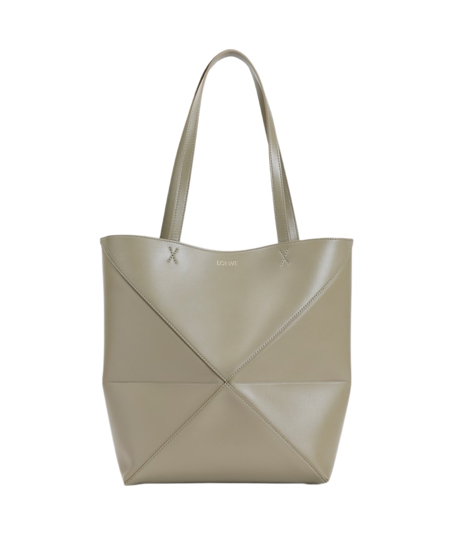 トートバッグ Loewe Medium Puzzle Fold Tote bag in taupe Medium Puzzle Fold tote in shiny calfskin Green - LOEWE