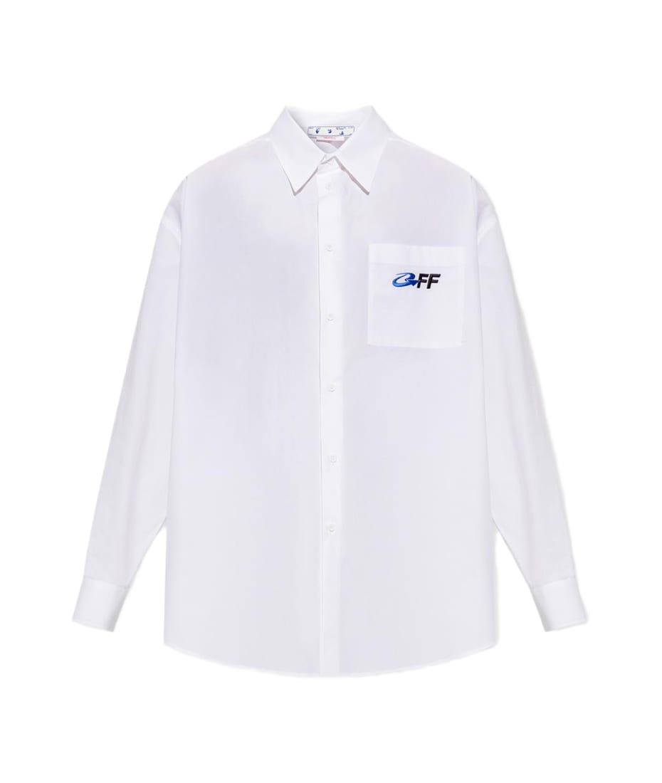 Off-White クリスタルロゴ コットン シャツ Off-White ロゴ ロングTシャツ | ニュートラル | FARFETCH JP