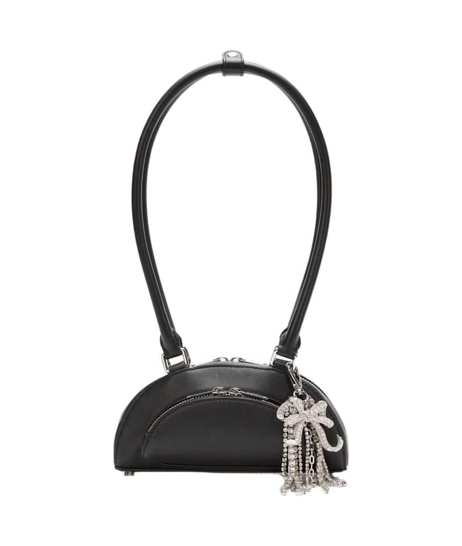 【SELF-PORTRAIT】セレブ愛用 チャーム付きミニショルダーバッグ self-portrait Black Leather Mini Shoulder Bag With Charm