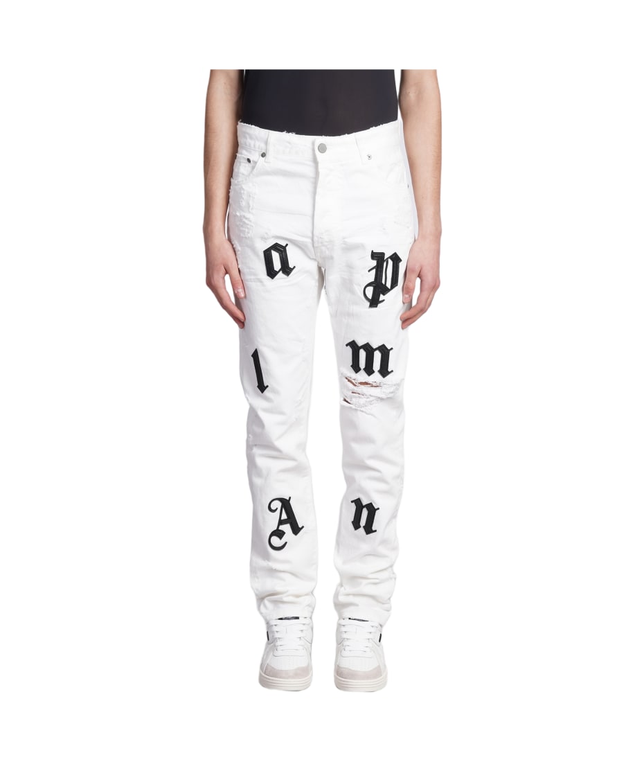 Palm Angels Jeans In White Denim | italist