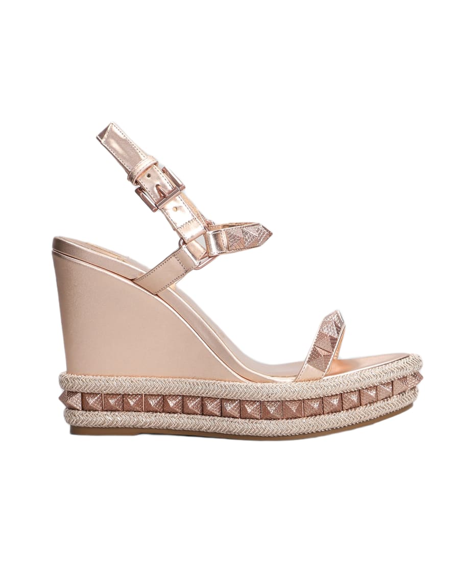 Christian Louboutin Pyraclou 110 Wedges In Rose-pink Leather - rose-pink