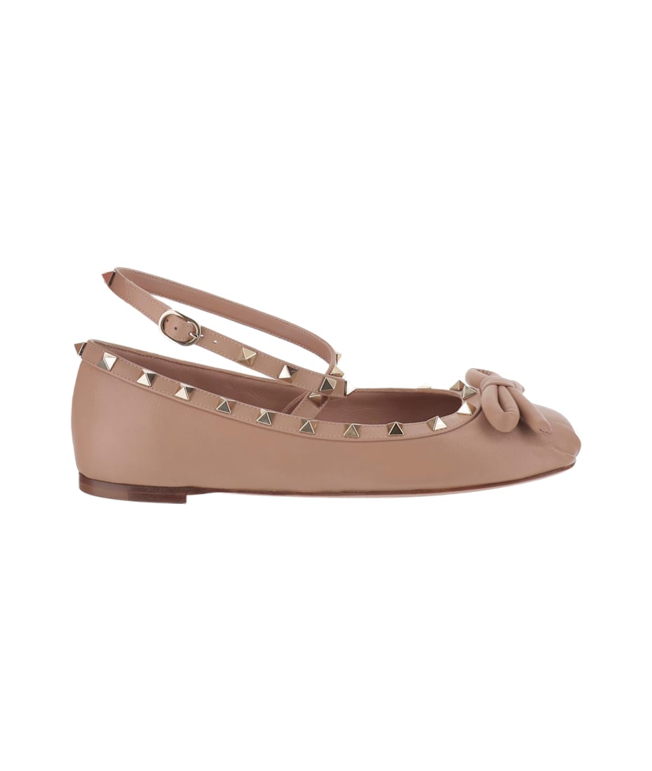 Valentino Garavani Leather Rockstud Ballerinas | italist