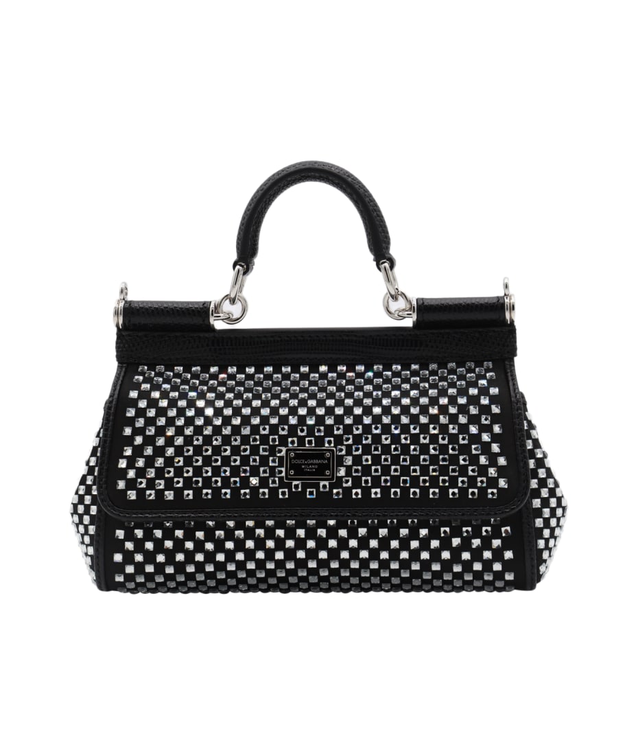 Black Leather Small Sicily Handle Bag