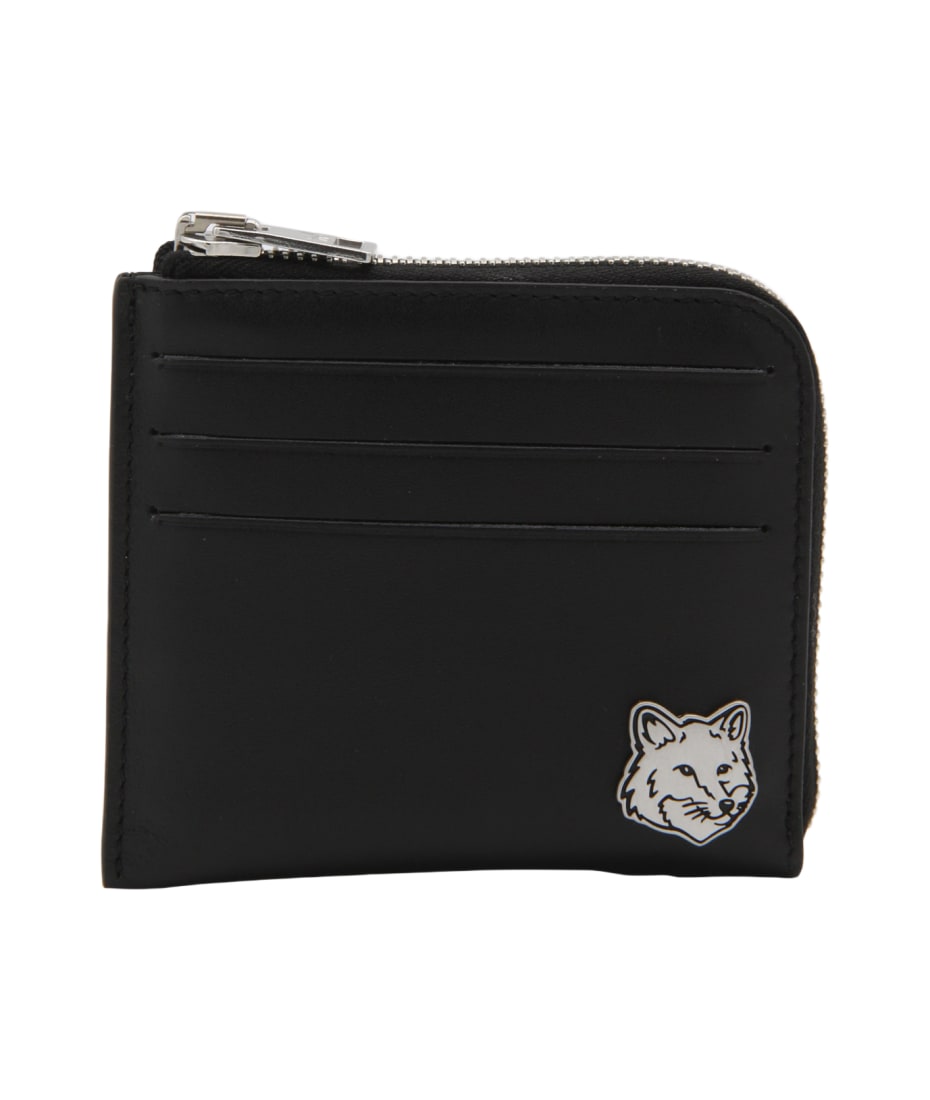 Maison Kitsuné Black Leather Card Holder | italist