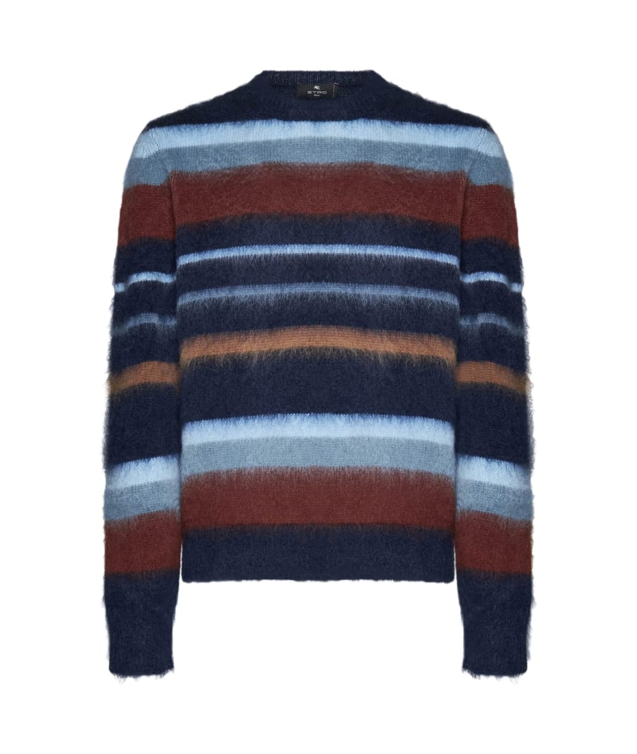 Burberry striped logo intarsia mohair wool blend sweater sales