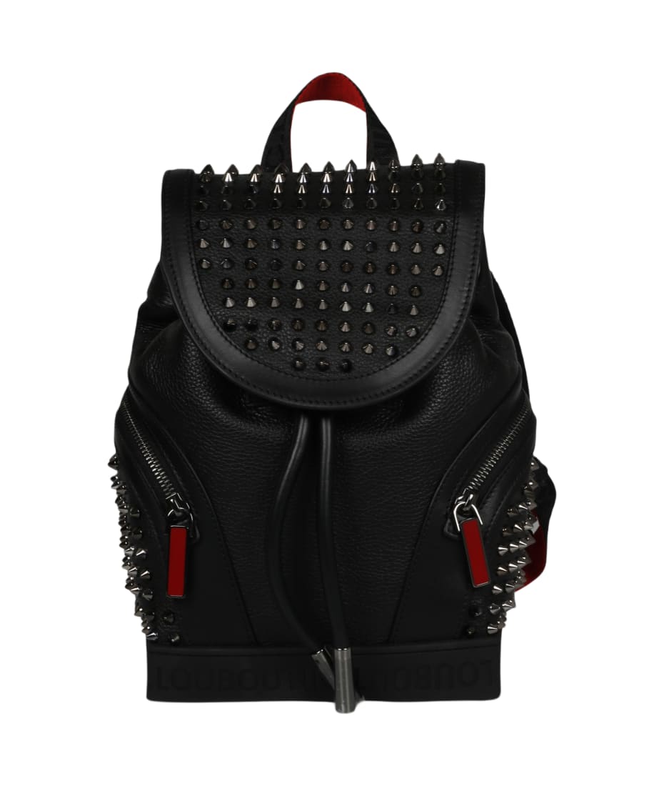 Explorafunk small - Backpack - Calf leather and spikes - Black