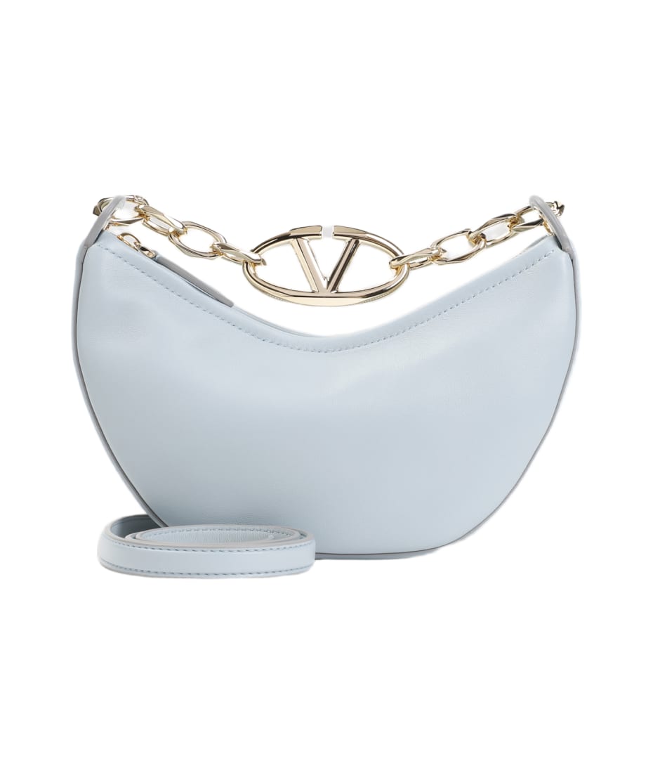 ショルダーバッグ・ポシェット VALENTINO Light blue leather small Hobo VLogo Moon handbag Valentino Garavani Light Blue Leather Mini Hobo Vlogo Moon
