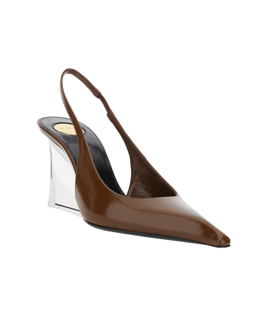 【送料&関税込】Saint Laurent miller Brown Slingback Pumps W Saint Laurent 'miller' Brown Slingback Pumps With High Wedge