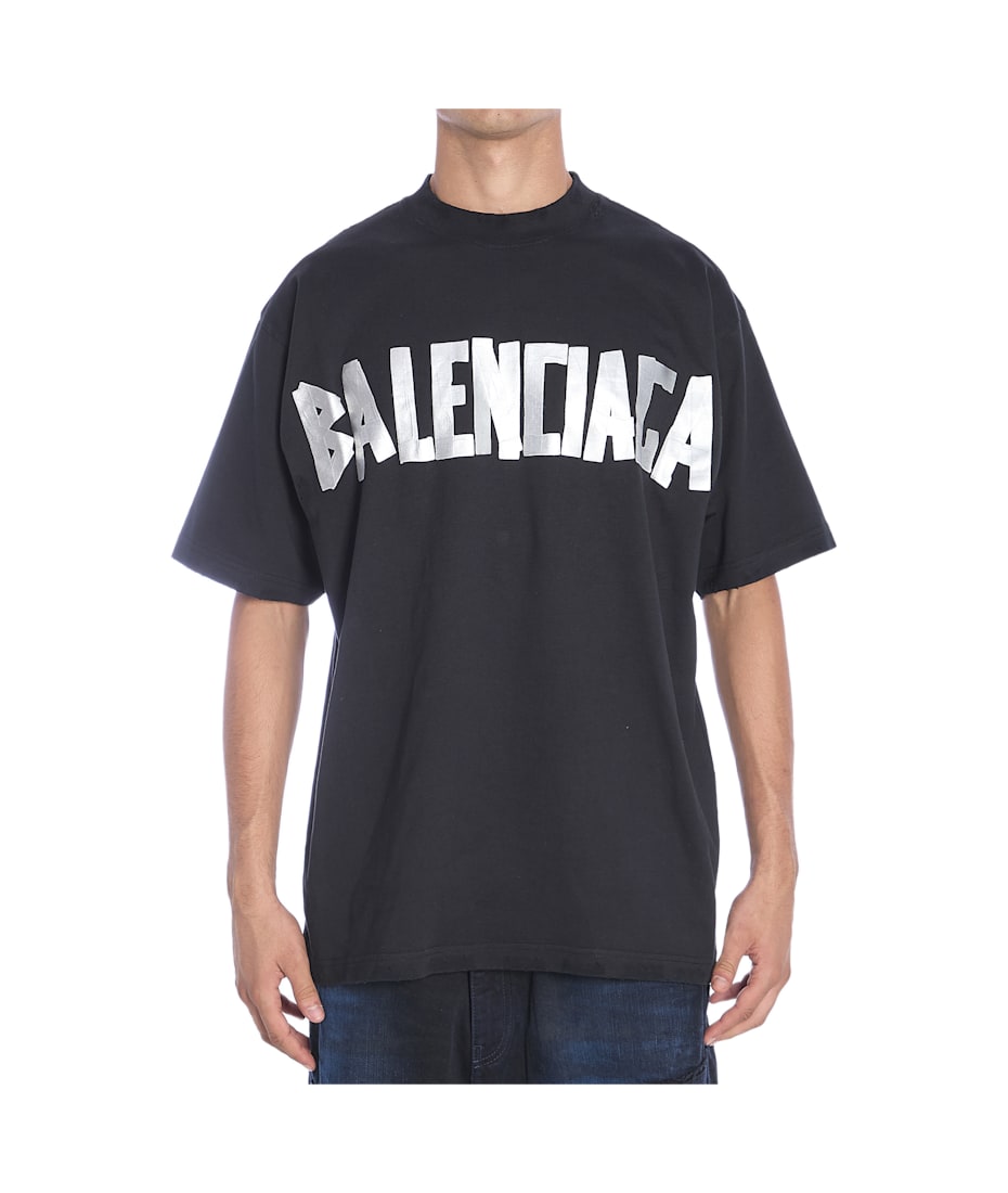 【関税込み】BALENCIAGA Tape Type Tシャツ Men's Taped Balenciaga Back T-shirt Medium Fit in Faded