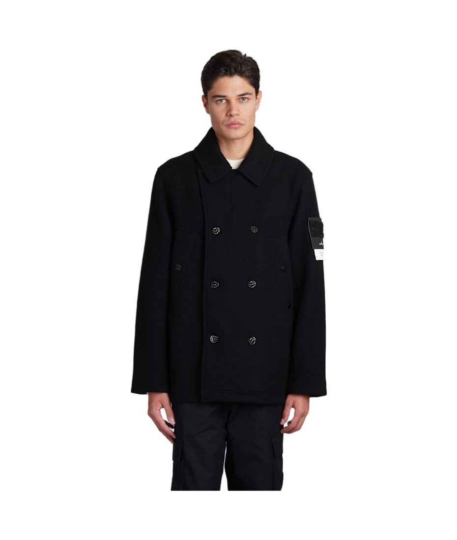 Stone island double breasted coat outlet