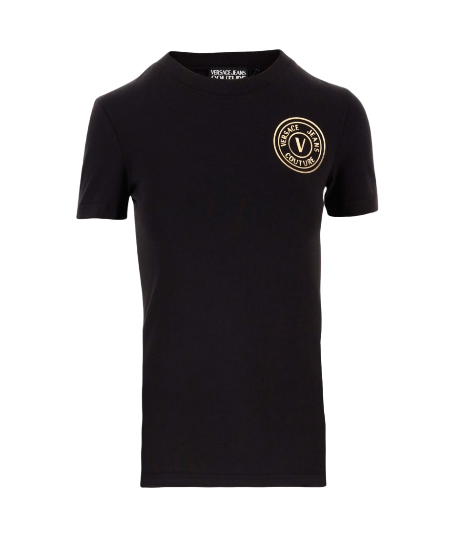 【関税&送料込み】Versace Logo Print T-Shirt Versace Jeans Couture Stretch Cotton T-shirt With Logo