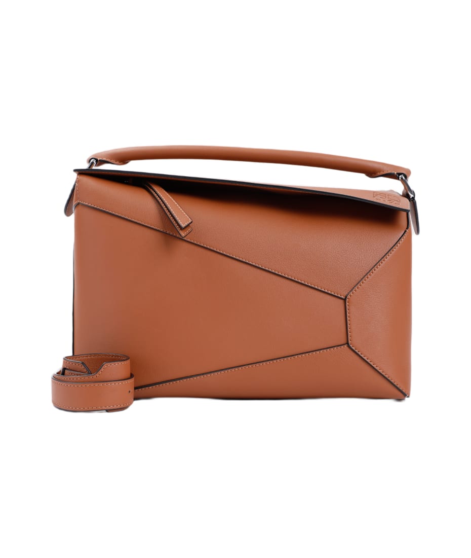 ロエベ Loewe Puzzle Edge New Large Shoulder Bag Large Puzzle Edge bag in grained calfskin Black - LOEWE