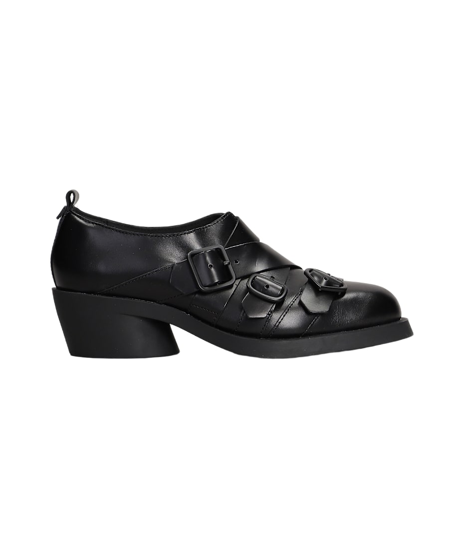 Camper Twins Lace Up Shoes in Black Leather Women