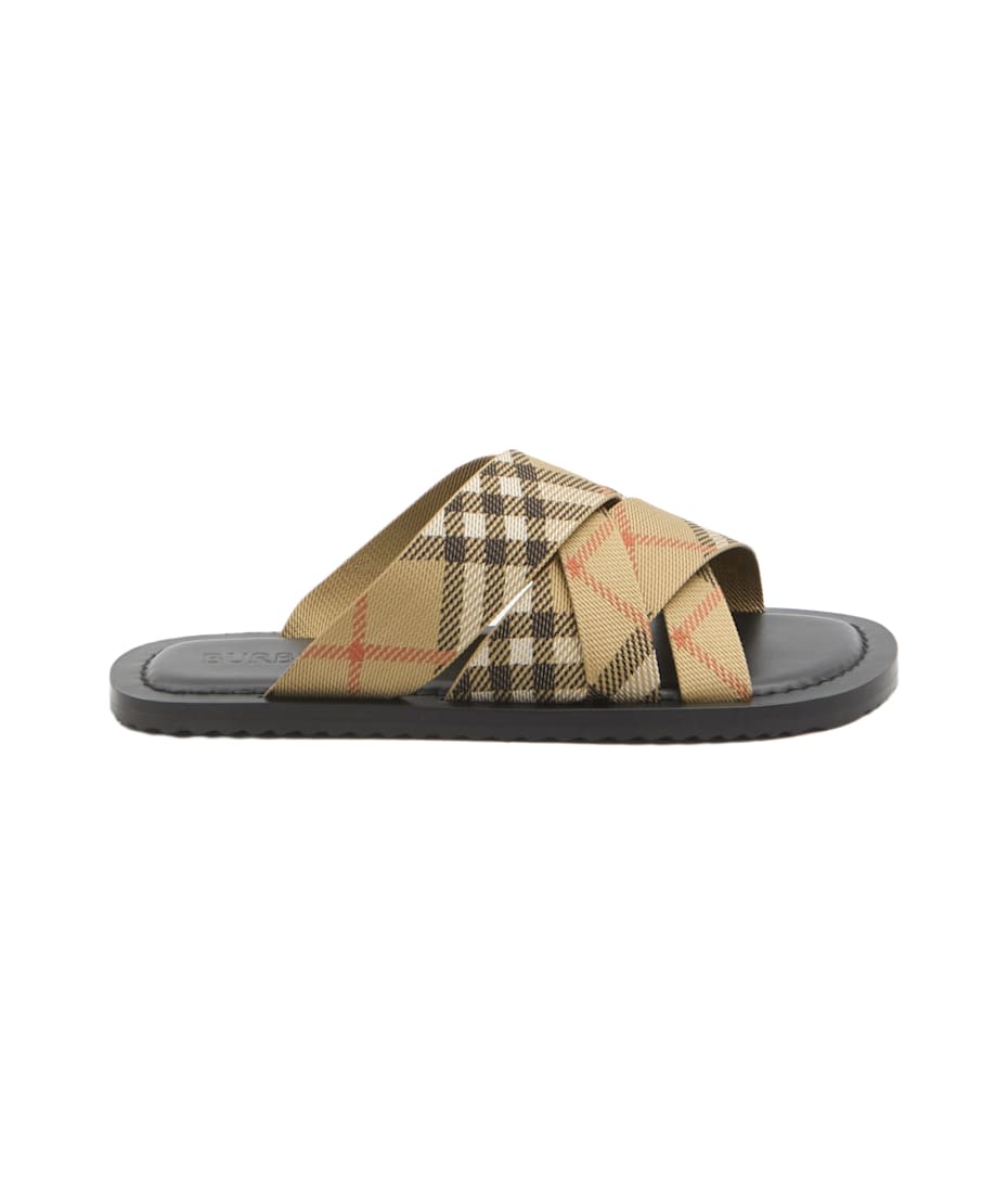 サンダル Burberry Pavilion Check Sandals Check Pavilion Sandals​ in Sand - Men, Nylon | Burberry