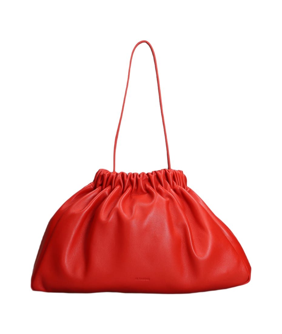 Jil Sander Scrunch Clutch Shoulder Bag In Red Leather | italist
