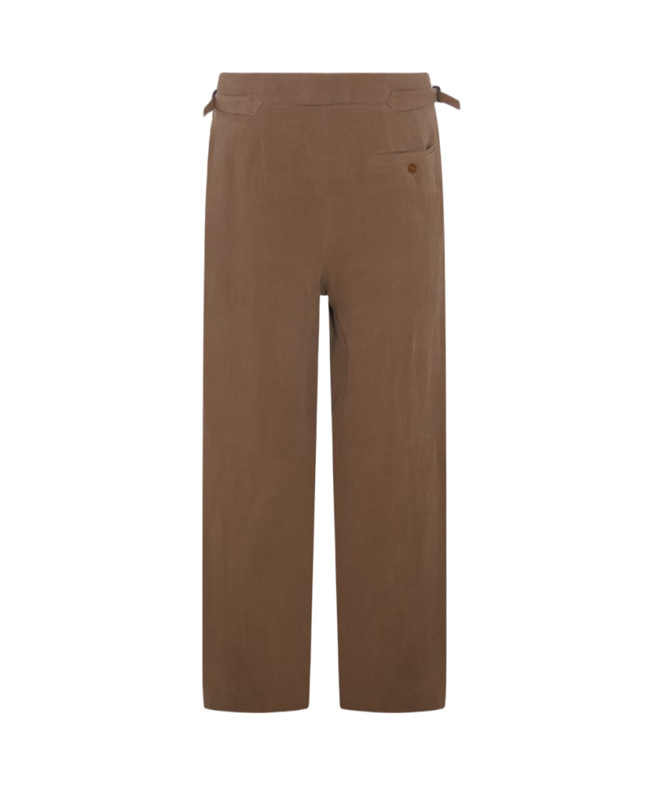 【関税・送料込み】VIVIENNE WESTWOOD LINEN BERTRAM PANTS Vivienne Westwood Brown Linen Bertram Tailored Pants