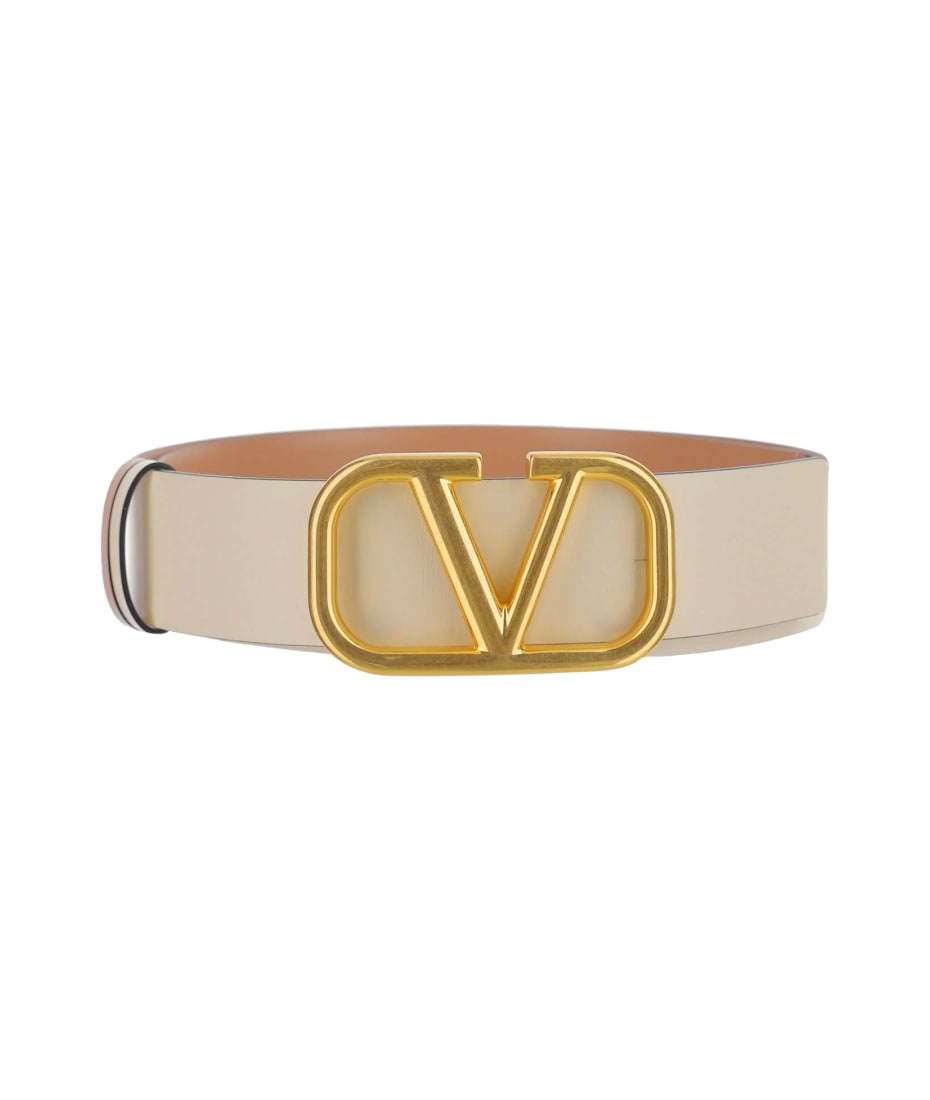 VALENTINO｜ (4W0T0SJ0 FZC WTQ / 4W2T0SJ0 FZC WTQ) Valentino Garavani V Logo Signature 30 Belt in Butter White