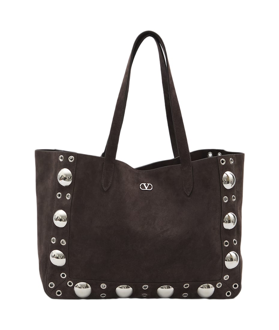 トートバッグ Valentino Garavani Medium Nellcote Tote in Dark Brown Suede Valentino Garavani Medium Nellcôte Tote in Dark Brown Suede