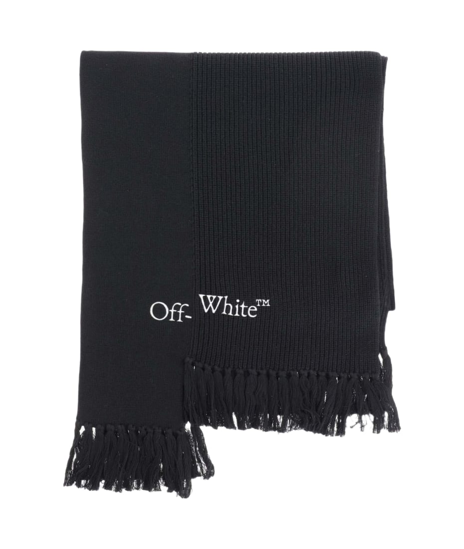 Off White Asymmetrical Cotton And Cashmere Blend Scarf italist
