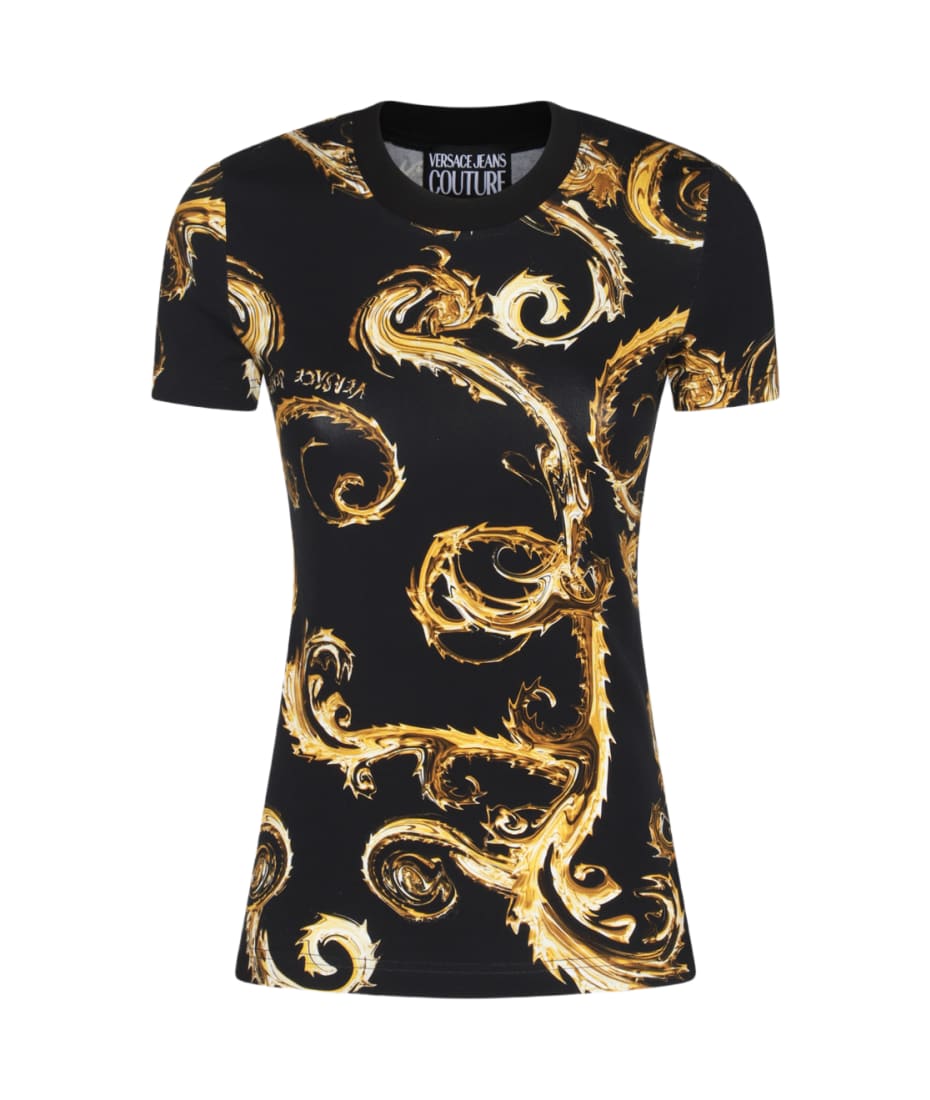 Tシャツ・カットソー VERSACE JEANS COUTURE Woman T-Shirt Black 78HAH6P8JS472 G89 Versace Jeans Couture Black Cotton T-shirt | italist, ALWAYS