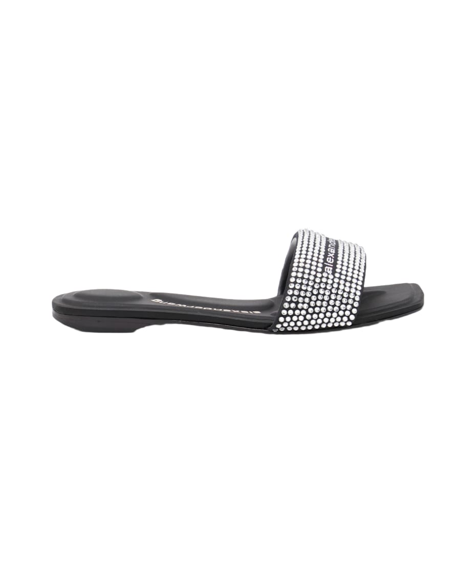 サンダル・ミュール ALEXANDER WANG SANDALS BLACK/SILVER Alexander Wang Black And Silver Leather Sandals | italist