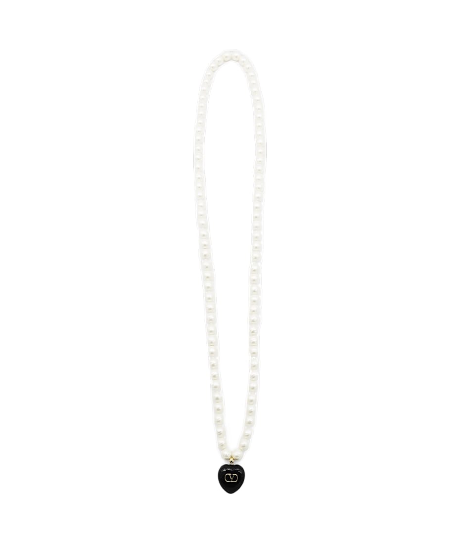 アクセサリーその他 Valentino Garavani Black Coeur pearl necklace Valentino Garavani Black Necklace | italist