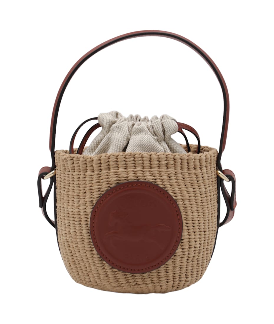 【関税込み】CHLOE BROWN RAFFIA MINI HORSE SATCHEL Chloé Brown Raffia Mini Horse Satchel | italist