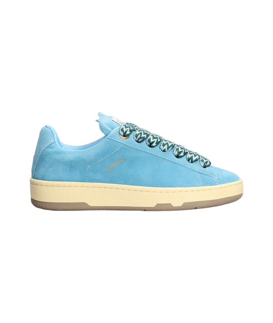 Lanvin Lite Curb Sneakers In Cyan Suede | italist