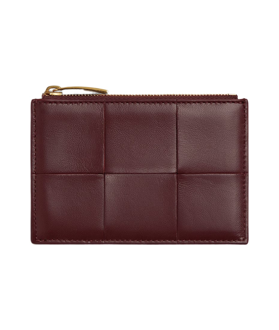 柔らかな質感の Cassette Card Holder With Zip Madder Brown And Rosewood その他