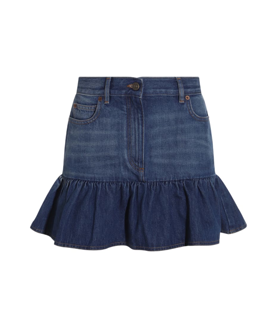 【送料&関税込】Valentino Blue Denim Cotton Skirt Valentino Blue Denim Cotton Skirt | italist