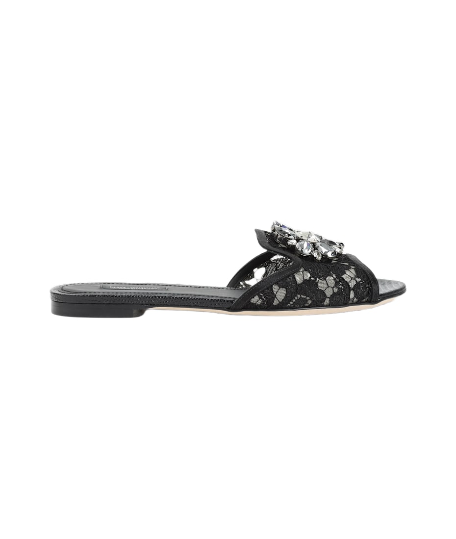 サンダル・ミュール DOLCE & GABBANA LACE FLAT SANDALS DOLCE & GABBANA Lace flat sandals – Elegant Boutique