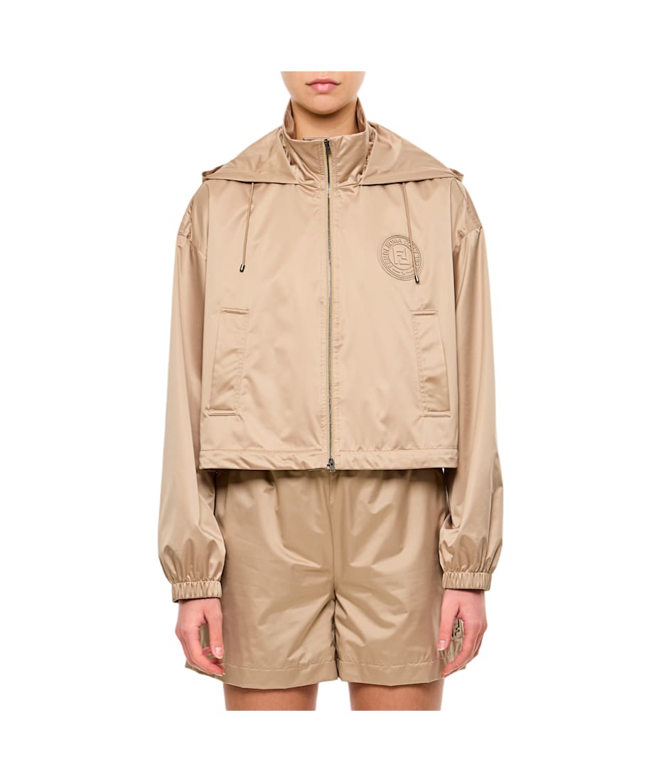 Fendi Cappuccino Polyester Windbreaker | italist