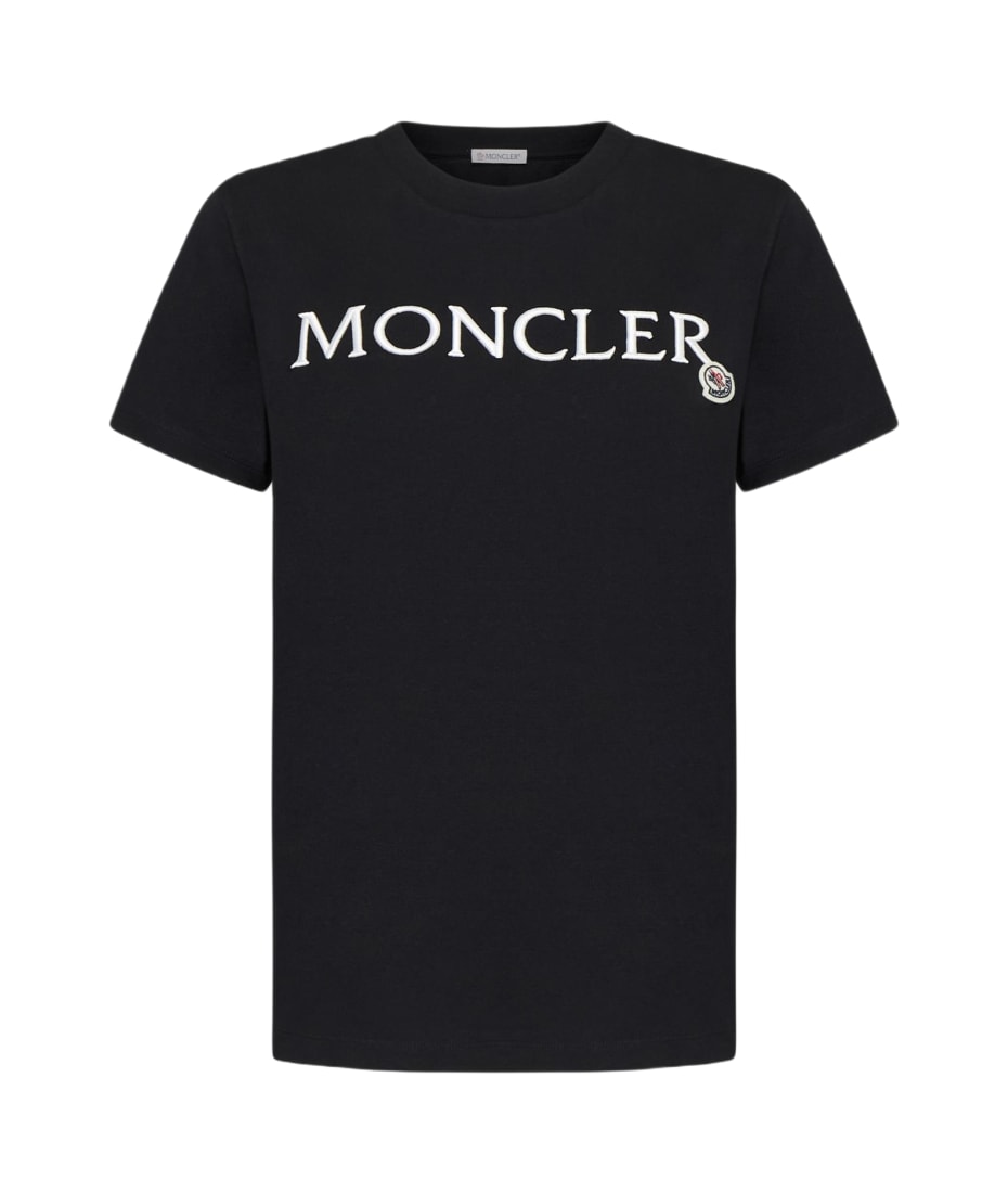 【関税込み】Moncler ブラック ロゴパッチ Tシャツ Moncler Logo Cotton T-shirt | italist