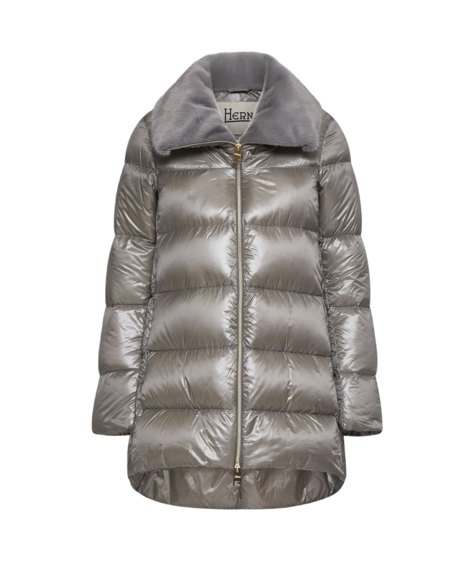 Herno A-shape Nylon And Faux Fur Down Jacket | italist