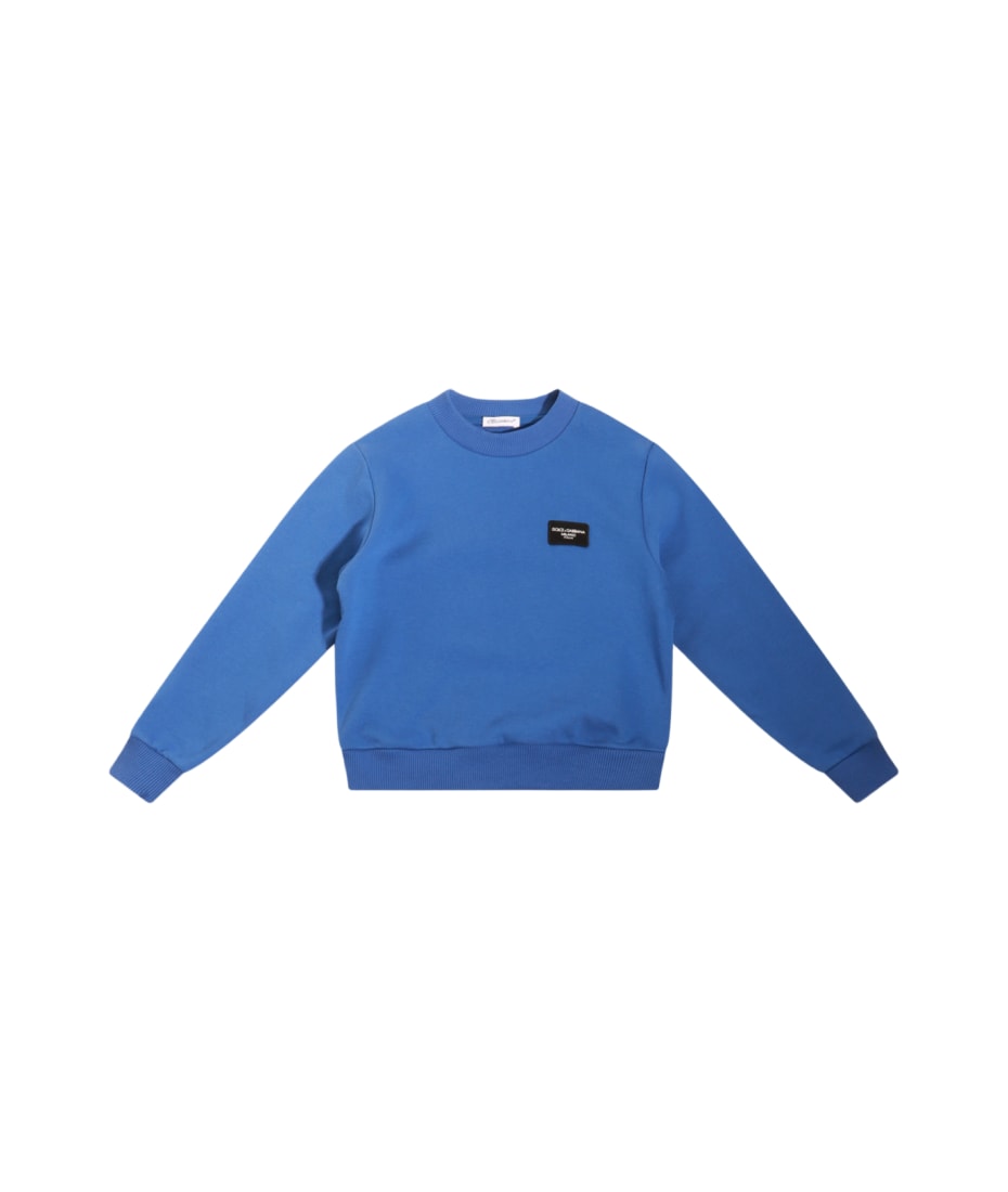 Dolce & Gabbana Kids Baby Boy Shoes for Kids Blue Cotton Sweatshirt - BLUETTE MEDIO