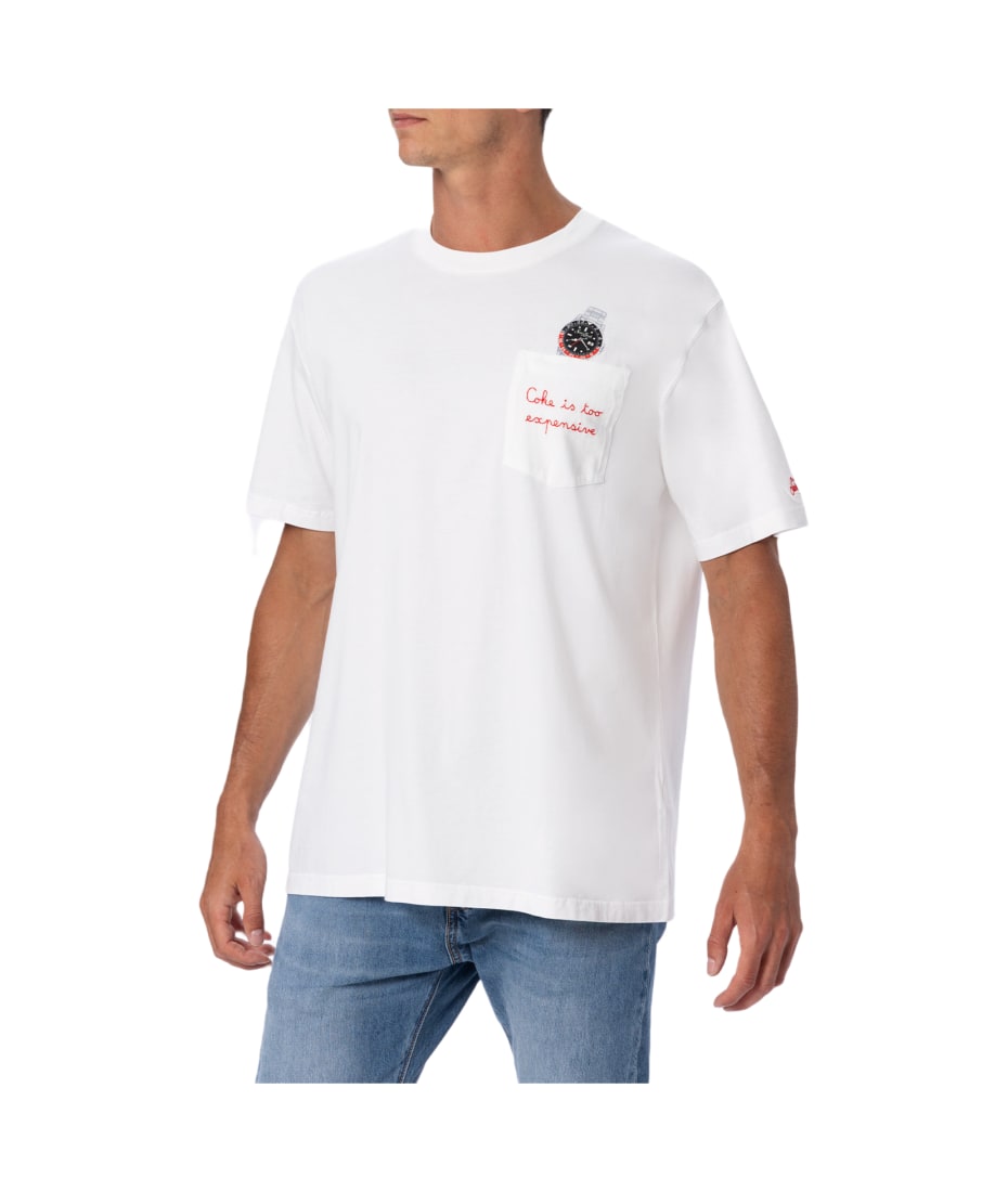Tシャツ・カットソー MC2 SAINT BARTH Men T Shirts POT0001 01191H White MC2 Saint Barth Man Organic Cotton T-shirt Austin With Watch