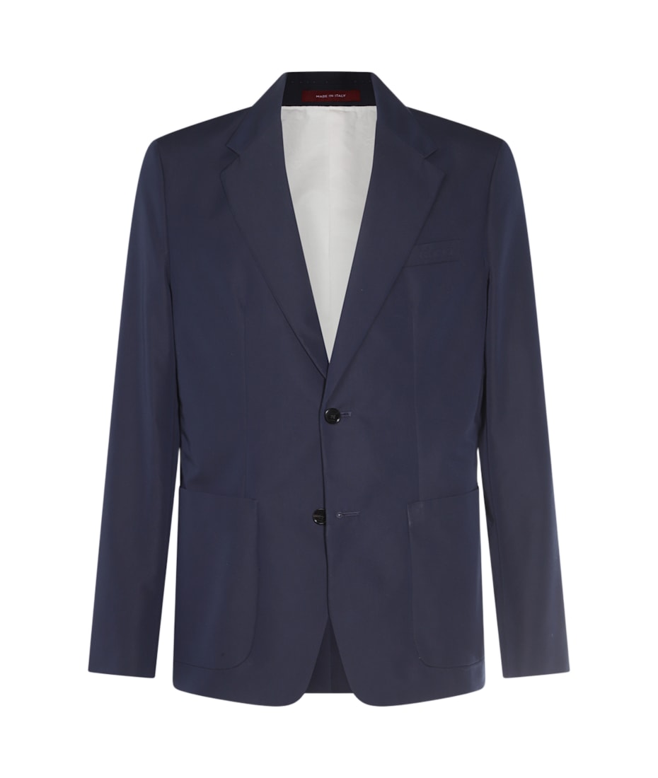 GUCCI★NAVY BLUE COTTON BLAZER Gucci Navy Blue Cotton Blazer | italist