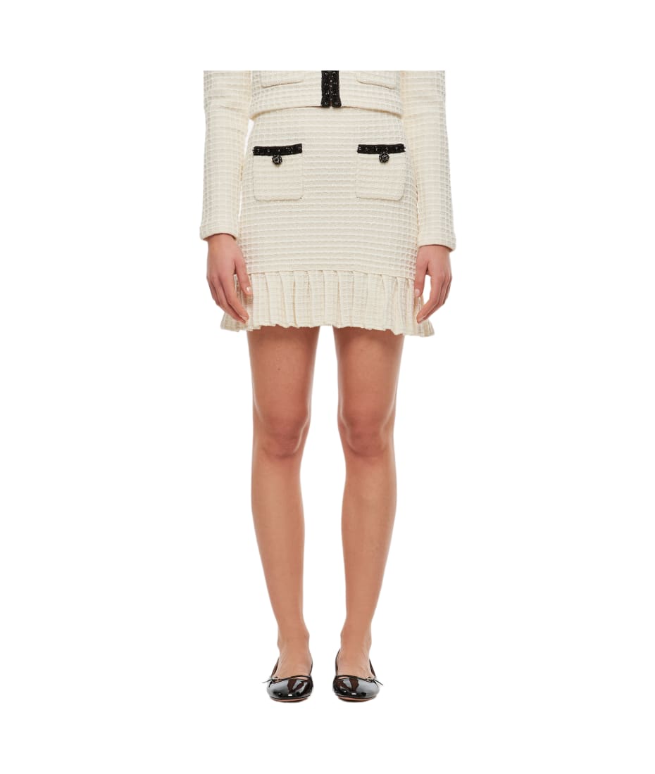 Self-Portrait｜SKIRTS (CREAM TEXTURED KNIT MINI SKIRT (R Cream Textured Knit Mini Skirt – self-portrait-US