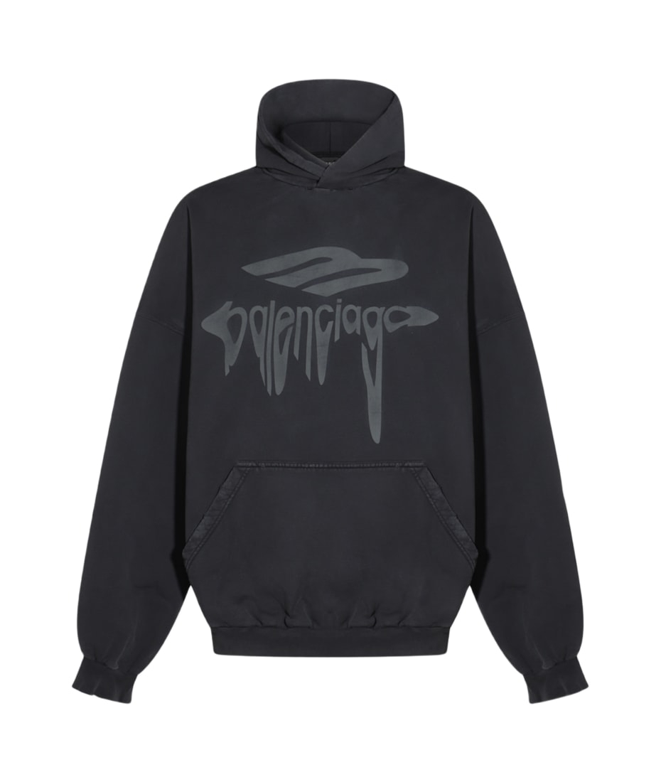 パーカー・フーディ BALENCIAGA Charcoal cotton sweatshirt (803265TRVS9 1013) Men's 3b Liquified Hoodie Large Fit in Black/grey