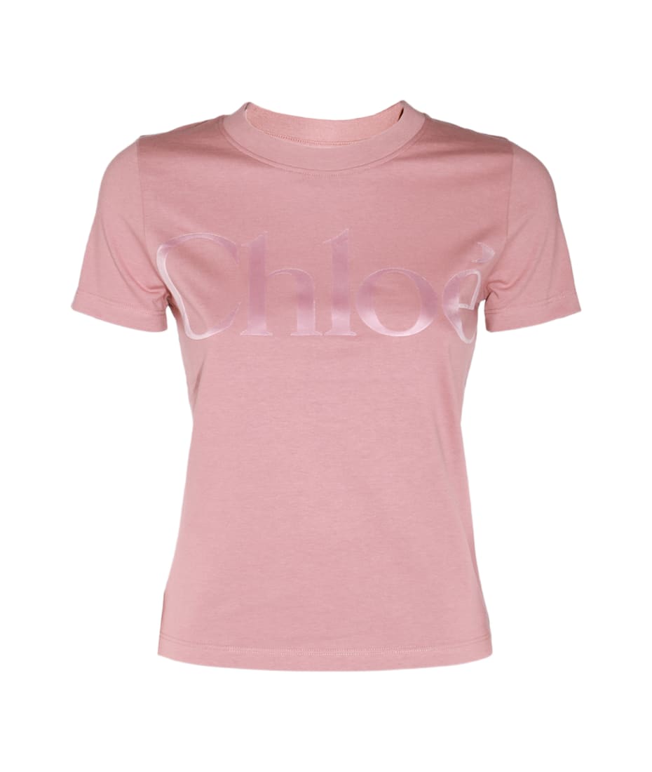 ★関税込み★ Chloe PINK COTTON T-SHIRT Chloé Pink Cotton T-shirt | italist